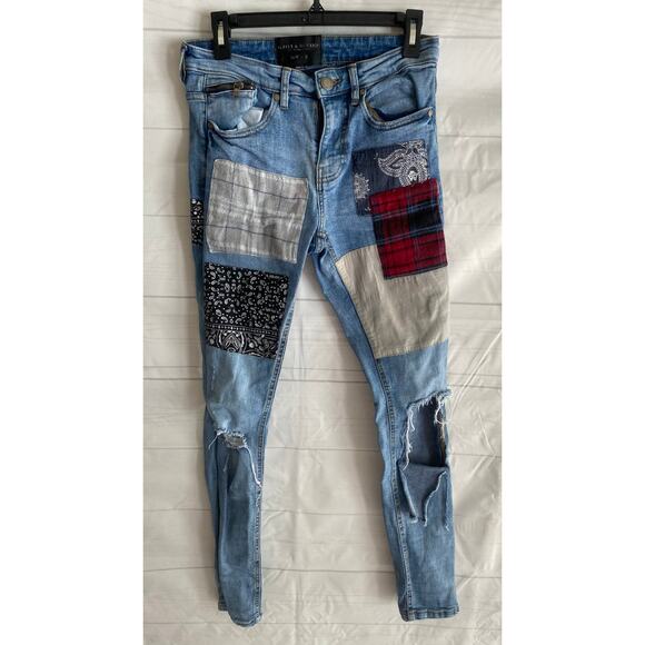 Supply & Demand Jeans Men’s 30Rx32 Tapered Distressed Patchwork Y2K Denim # - Picture 1 of 9